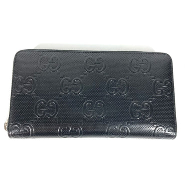 GUCCI Long Wallet Purse 625563 leather black GG embossed long wallet Travel case